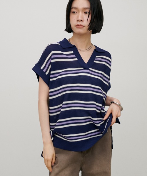 LARUTA(ラルータ)の「【LARUTA】シアーボーダースキッパーニット(ニット/セーター・レディース・ブラウン/ネイビー/グレー・MEDIUM)」の20枚目の写真