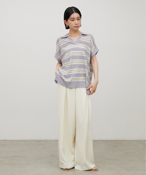 LARUTA(ラルータ)の「【LARUTA】シアーボーダースキッパーニット(ニット/セーター・レディース・ブラウン/ネイビー/グレー・MEDIUM)」の8枚目の写真