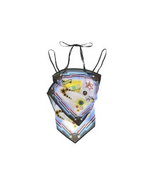 Anomalies Department（アノマリーズディパートメント）の「BADGE-PRINT SILK SCARF TWO-PIECE LAYERED CAMISOLE TOP（Tシャツ/カットソー）」