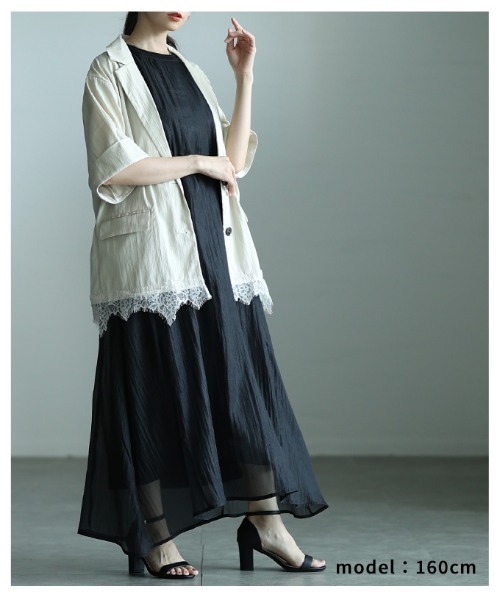 Sawa a la mode（サワアラモード）の「裾レースリネンライクテーラードジャケット（テーラードジャケット・レディース・アイボリー/ブラウン・FREE）」の22枚目の写真
