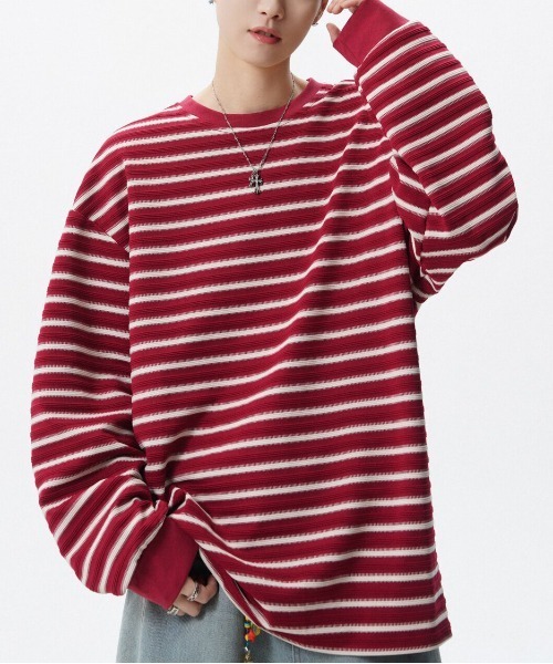 DOUBLE STEAL(ダブルスティール)の「DSボーダー長袖Tシャツ(Tシャツ/カットソー・メンズ・レッド/ホワイト/ブラック・X-LARGE/LARGE/MEDIUM)」の4枚目の写真