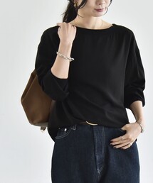 quaranciel:〈手洗い可能〉ジョーゼット リブ オーバーサイズ ブラウス