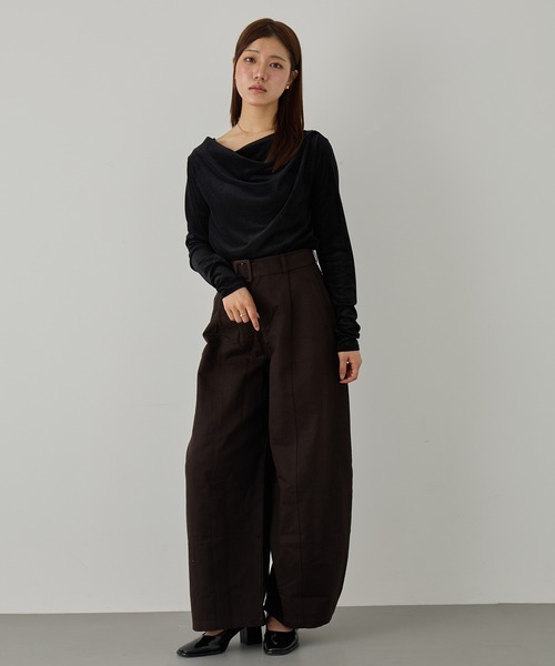 MAGASIN DE MODE Chou Chou（マガジンデモードシュシュ）の「【MAGASIN DE MODE Chou Chou】ベルテッドワイドパンツ SND（その他パンツ・レディース・ダークブラウン/アイボリー・M/S）」の7枚目の写真