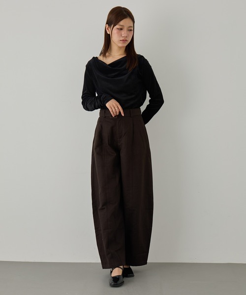 MAGASIN DE MODE Chou Chou（マガジンデモードシュシュ）の「【MAGASIN DE MODE Chou Chou】ベルテッドワイドパンツ SND（その他パンツ・レディース・ダークブラウン/アイボリー・M/S）」の9枚目の写真