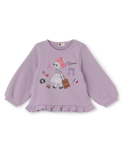 KP(ケーピー)の「パリmimiちゃんアップリケ 裏毛トレーナー(スウェット・キッズ・ネイビー/オフホワイト/ラベンダー・80cm/90cm/100cm/120cm/130cm/140cm/110cm)」の3枚目の写真
