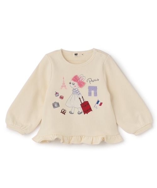 KP(ケーピー)の「パリmimiちゃんアップリケ 裏毛トレーナー(スウェット・キッズ・ネイビー/オフホワイト/ラベンダー・80cm/90cm/100cm/120cm/130cm/140cm/110cm)」の1枚目の写真