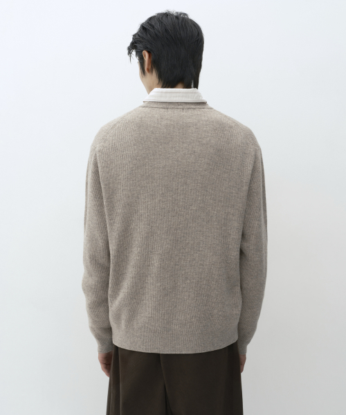 MUSINSA STANDARD（ムシンサスタンダード）の「[ビクトリアウール] ミニマルリブクルーネックニット [オートミール]（ニット/セーター・メンズ・その他・SMALL/MEDIUM/LARGE/X-LARGE/2XL）」の3枚目の写真