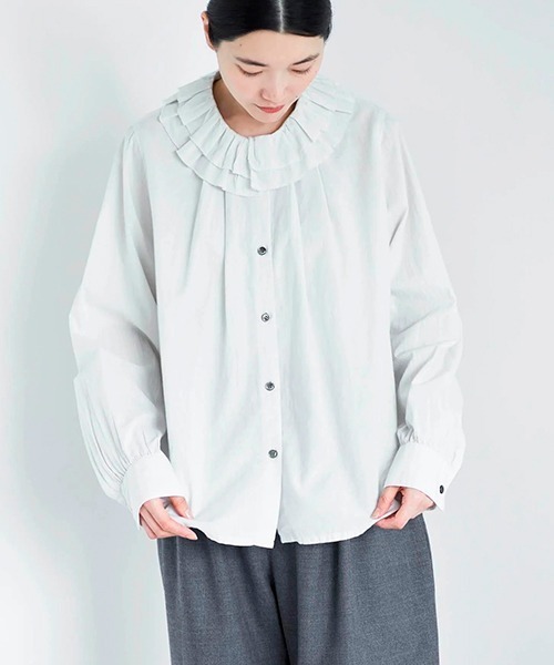 HAU(ハウ)の「ブラウス "ciel"(シャツ/ブラウス・レディース・ネイビー/ライトグレー・MEDIUM)」の12枚目の写真