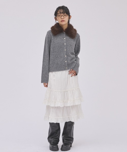 archives(アルシーヴ)の「ワッシャーフリルティアードミディSK(スカート・レディース・ブラック/オフホワイト・MEDIUM)」の17枚目の写真
