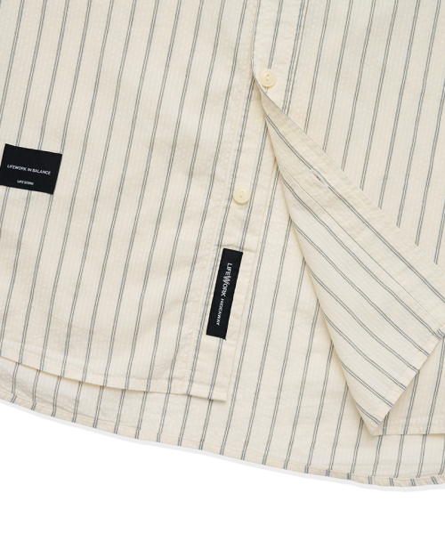 LIFE WORK（ライフワーク）の「フォーマルピンストライプシャツ（シャツ/ブラウス・メンズ・ブラック/アイボリー・MEDIUM/LARGE）」の6枚目の写真