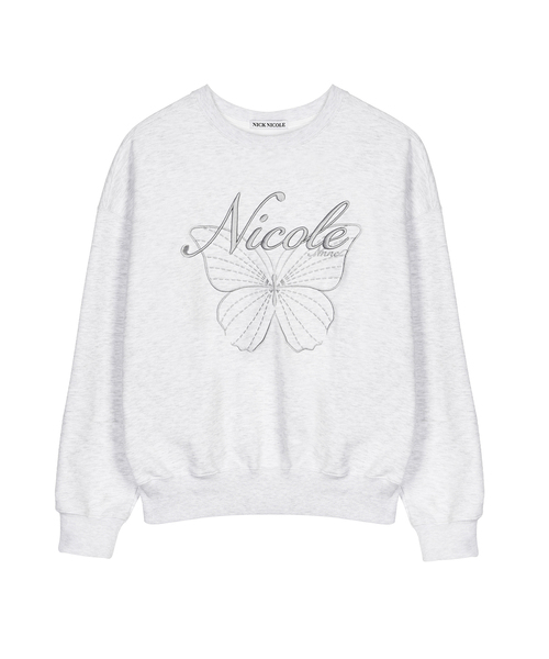 NICK&NICOLE(ニックアンドニコール)の「NICOLE BUTTERFLY スウェットシャツ_メランジグレー(スウェット・レディース・ライトグレー・FREE)」の1枚目の写真