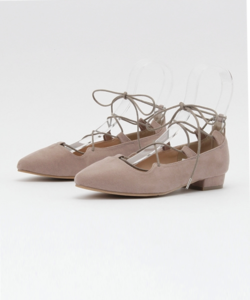 Chico（チコ）の「【再生産決定】レースアップフラットシューズ（サンダル・レディース・ブラック/ピンクベージュ・L/M/S）」の2枚目の写真