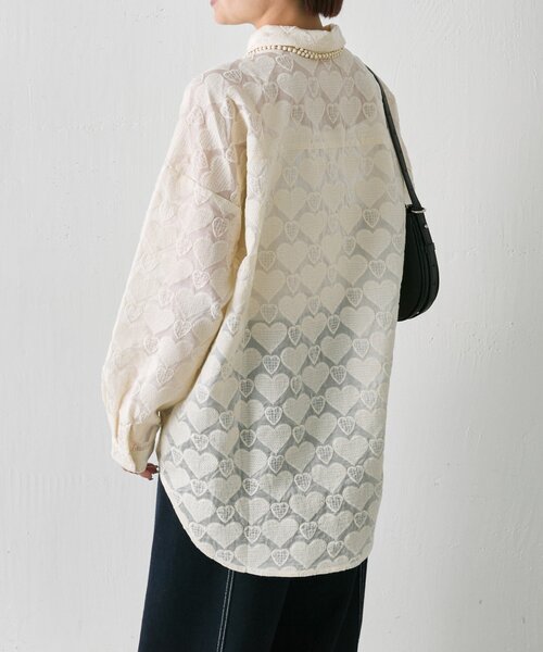 ear PAPILLONNER(イアパピヨネ)の「シアーハートシャツ【SUM1 STYLE】(シャツ/ブラウス・レディース・ホワイト/レモンイエロー・FREE)」の7枚目の写真