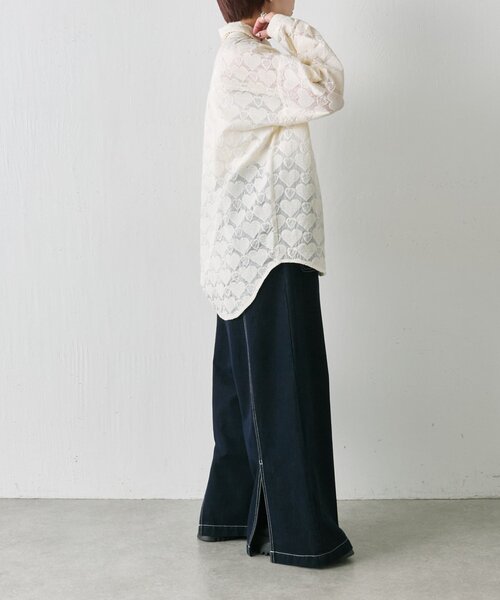 ear PAPILLONNER(イアパピヨネ)の「シアーハートシャツ【SUM1 STYLE】(シャツ/ブラウス・レディース・ホワイト/レモンイエロー・FREE)」の10枚目の写真