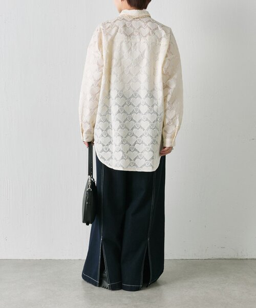 ear PAPILLONNER(イアパピヨネ)の「シアーハートシャツ【SUM1 STYLE】(シャツ/ブラウス・レディース・ホワイト/レモンイエロー・FREE)」の11枚目の写真