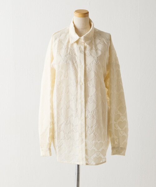 ear PAPILLONNER(イアパピヨネ)の「シアーハートシャツ【SUM1 STYLE】(シャツ/ブラウス・レディース・ホワイト/レモンイエロー・FREE)」の12枚目の写真