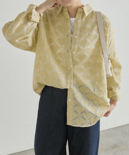 ear PAPILLONNER(イアパピヨネ)の「シアーハートシャツ【SUM1 STYLE】(シャツ/ブラウス・レディース・ホワイト/レモンイエロー・FREE)」の18枚目の写真