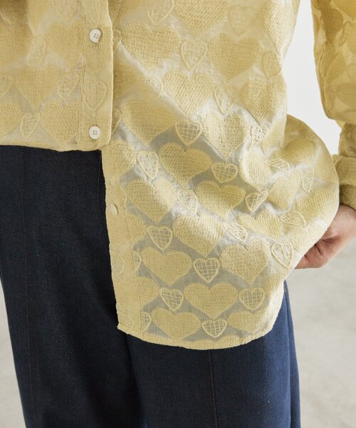 ear PAPILLONNER(イアパピヨネ)の「シアーハートシャツ【SUM1 STYLE】(シャツ/ブラウス・レディース・ホワイト/レモンイエロー・FREE)」の20枚目の写真