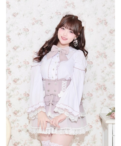 NOEMIE(ノエミー)の「フレアスリーブジョーゼットブラウス(シャツ/ブラウス・レディース・ブラック/ピンク系その他・M)」の1枚目の写真