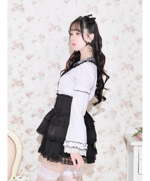 NOEMIE(ノエミー)の「フレアスリーブジョーゼットブラウス(シャツ/ブラウス・レディース・ブラック/ピンク系その他・M)」の3枚目の写真