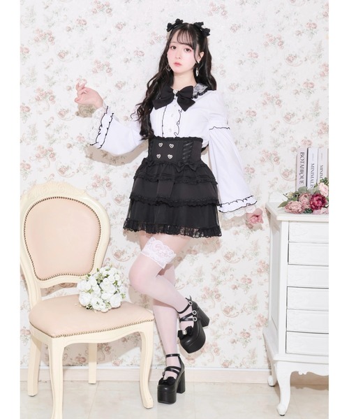 NOEMIE(ノエミー)の「フレアスリーブジョーゼットブラウス(シャツ/ブラウス・レディース・ブラック/ピンク系その他・M)」の5枚目の写真