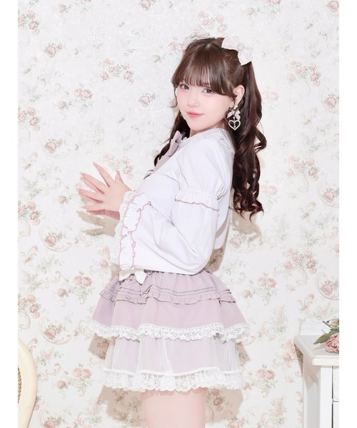 NOEMIE(ノエミー)の「フレアスリーブジョーゼットブラウス(シャツ/ブラウス・レディース・ブラック/ピンク系その他・M)」の6枚目の写真