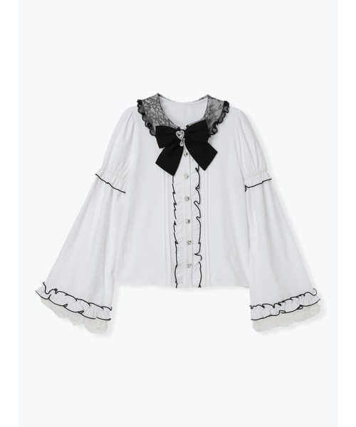 NOEMIE(ノエミー)の「フレアスリーブジョーゼットブラウス(シャツ/ブラウス・レディース・ブラック/ピンク系その他・M)」の9枚目の写真