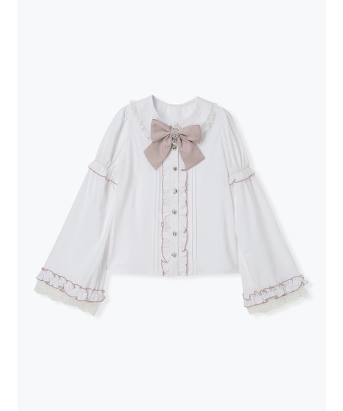 NOEMIE(ノエミー)の「フレアスリーブジョーゼットブラウス(シャツ/ブラウス・レディース・ブラック/ピンク系その他・M)」の10枚目の写真