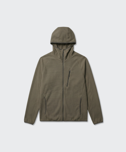 MUSINSA STANDARD（ムシンサスタンダード）の「[シティレジャー] グリッドポーラフリースバラクラバフーデッドジップアップ [マッドベージュ]（その他アウター・メンズ・その他・SMALL/MEDIUM/LARGE/X-LARGE/2XL）」の4枚目の写真