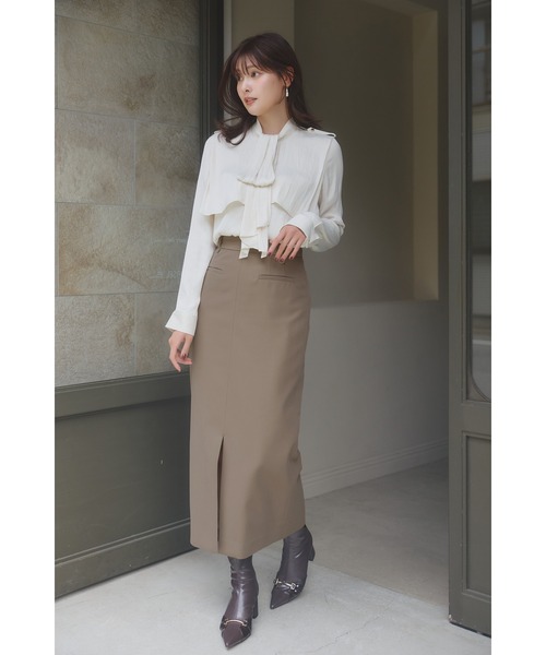 Her lip to(ハーリップトゥー)の「Tiered Frill Bow Blouse(Tシャツ/カットソー・レディース・ライトグレー/ホワイト系・S/M)」の3枚目の写真