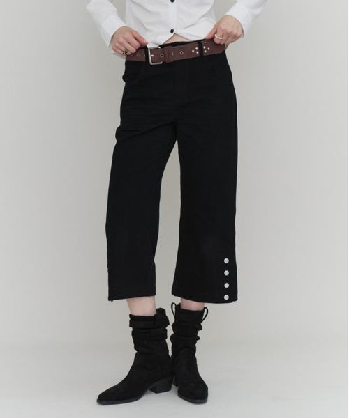 Rohwel(ローウェル)の「Side Snap Flare Capri Pants / サイドスナップフレアカプリパンツ(その他パンツ・レディース・カーキ/ブラック・FREE)」の1枚目の写真