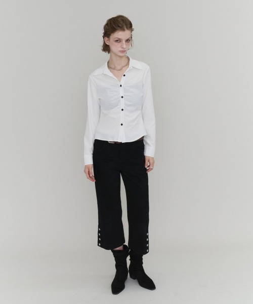 Rohwel(ローウェル)の「Side Snap Flare Capri Pants / サイドスナップフレアカプリパンツ(その他パンツ・レディース・カーキ/ブラック・FREE)」の6枚目の写真