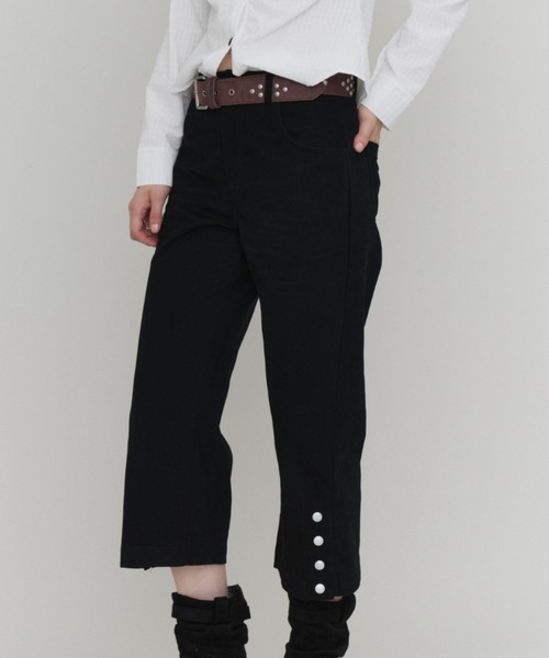 Rohwel(ローウェル)の「Side Snap Flare Capri Pants / サイドスナップフレアカプリパンツ(その他パンツ・レディース・カーキ/ブラック・FREE)」の5枚目の写真