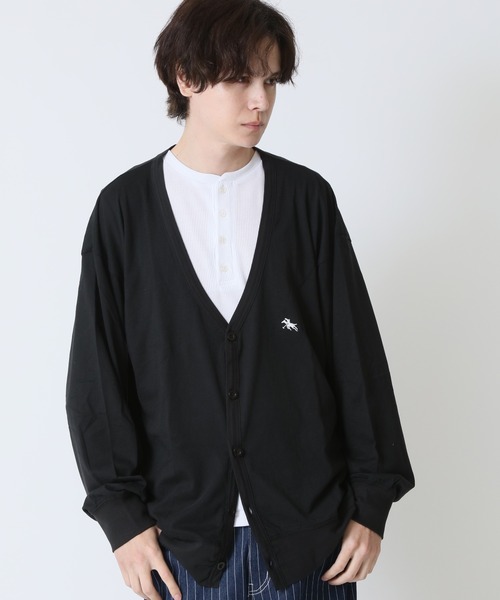 POLOCHAMPS(ポロチャンプス)の「POLOCHAMPS ポロチャンプス メンズ コットンカーディガン ワンポイント刺繍ロゴ(カーディガン/ボレロ・メンズ・チャコール/ネイビー/ブラック/杢グレー・L/M)」の2枚目の写真