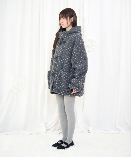 Video Jockey（ビデオジョッキー）の「ドットフリース ダッフルコート [チャコール]（その他アウター・レディース・チャコール・FREE）」の2枚目の写真