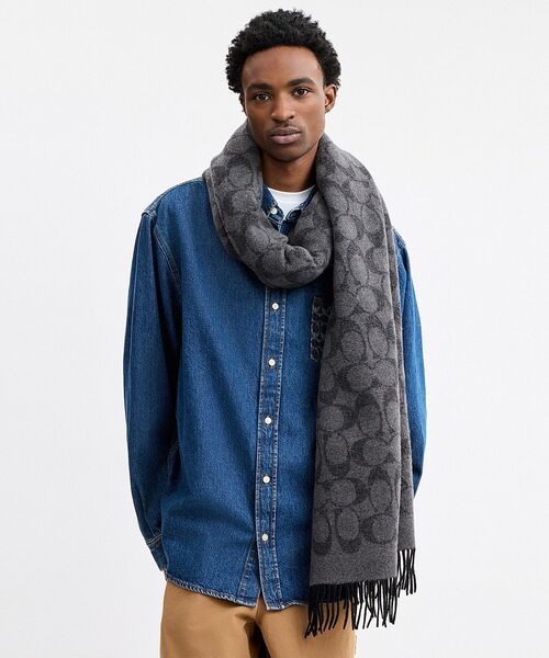 COACH　コーチ　メンズ　シグネチャー　カシミヤ混　スカーフ　マフラー シグネチャー ブランケット スカーフ（マフラー）｜COACH（コーチ）の