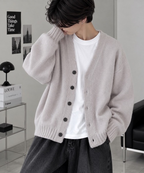 CERCA(チェルカ)の「【Bls】 【ZM】【Bling Leads】5GGモヘアタッチ 大きめシルエットカーディガン(カーディガン/ボレロ・メンズ・ブラック/マスタード/ライトグレー/オレンジ/グリーン・FREE)」の2枚目の写真