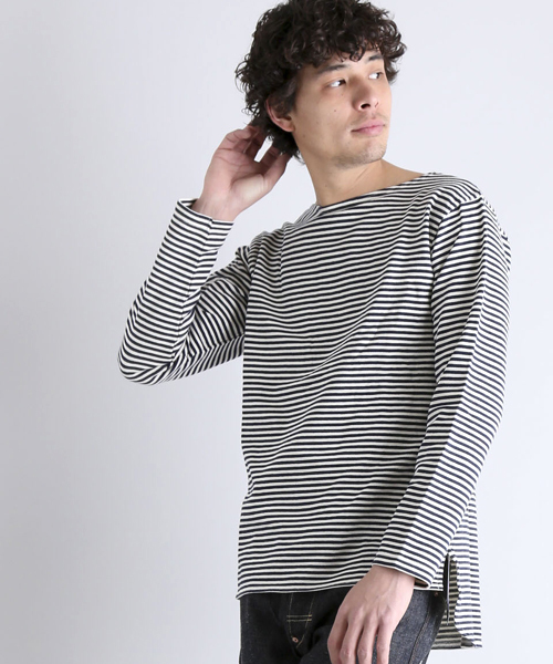 Denime（ドゥニーム）の「URAKE BORDER TEE/裏毛ボーダーT（Tシャツ/カットソー・メンズ・ホワイト系その他/レッド系その他/グレー系その他・X-LARGE/MEDIUM/LARGE）」の16枚目の写真