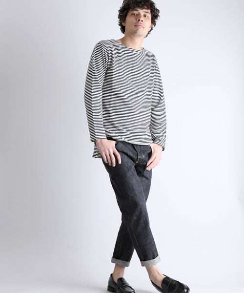 Denime（ドゥニーム）の「URAKE BORDER TEE/裏毛ボーダーT（Tシャツ/カットソー・メンズ・ホワイト系その他/レッド系その他/グレー系その他・X-LARGE/MEDIUM/LARGE）」の10枚目の写真