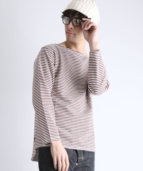 Denime（ドゥニーム）の「URAKE BORDER TEE/裏毛ボーダーT（Tシャツ/カットソー・メンズ・ホワイト系その他/レッド系その他/グレー系その他・X-LARGE/MEDIUM/LARGE）」の11枚目の写真