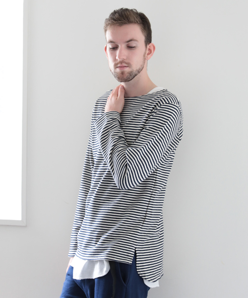 Denime（ドゥニーム）の「URAKE BORDER TEE/裏毛ボーダーT（Tシャツ/カットソー・メンズ・ホワイト系その他/レッド系その他/グレー系その他・X-LARGE/MEDIUM/LARGE）」の21枚目の写真