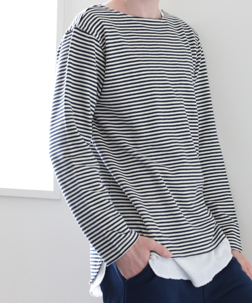 Denime（ドゥニーム）の「URAKE BORDER TEE/裏毛ボーダーT（Tシャツ/カットソー・メンズ・ホワイト系その他/レッド系その他/グレー系その他・X-LARGE/MEDIUM/LARGE）」の20枚目の写真