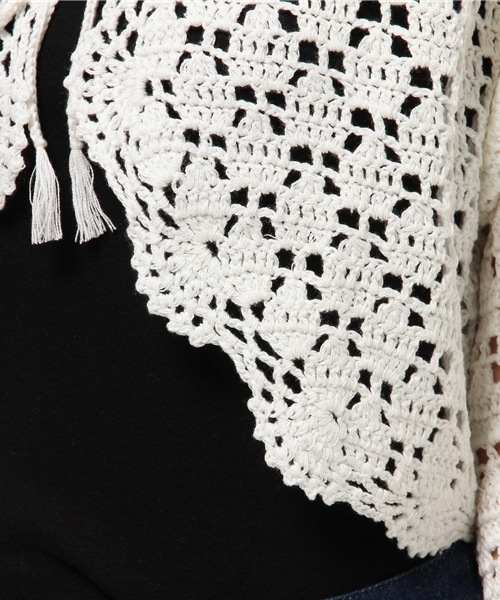 MOUSSY（マウジー）の「CROCHET CD（カーディガン/ボレロ・レディース・ブラック/ホワイト/オレンジ・FREE）」の6枚目の写真