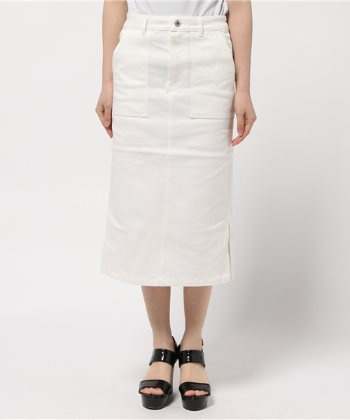 goocy（グーシー）の「サイドスリットデニムミドルスカート（スカート・レディース・ブラック/ホワイト/レッド・FREE）」の4枚目の写真