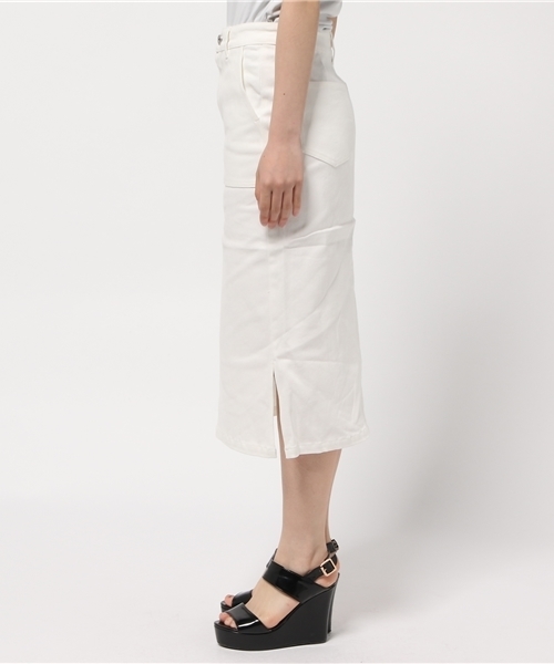 goocy（グーシー）の「サイドスリットデニムミドルスカート（スカート・レディース・ブラック/ホワイト/レッド・FREE）」の5枚目の写真