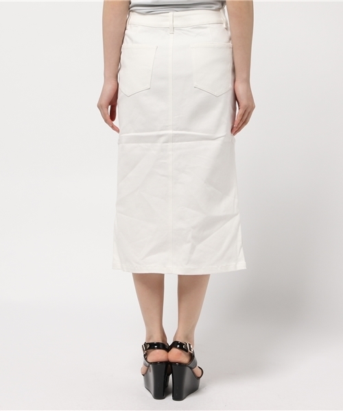 goocy（グーシー）の「サイドスリットデニムミドルスカート（スカート・レディース・ブラック/ホワイト/レッド・FREE）」の6枚目の写真