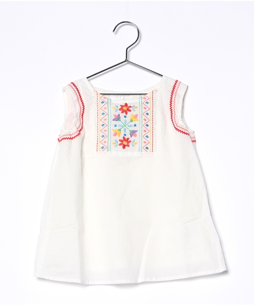 GLOBAL WORK(グローバルワーク)の「【キッズ】ハナシシュウプルオーバーノースリーブ/724018(シャツ/ブラウス・キッズ・ホワイト/その他1/ライトピンク・SMALL/X-LARGE/MEDIUM/LARGE)」の1枚目の写真