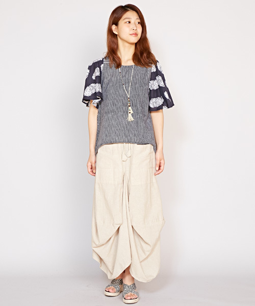 チャイハネ(チャイハネ)の「【チャイハネ】yul 無地シンプル変形スカート(スカート・レディース・ブラック/カーキ/ブルー/ナチュラル・FREE)」の15枚目の写真