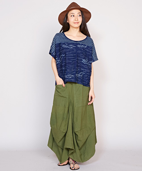 チャイハネ(チャイハネ)の「【チャイハネ】yul 無地シンプル変形スカート(スカート・レディース・ブラック/カーキ/ブルー/ナチュラル・FREE)」の19枚目の写真