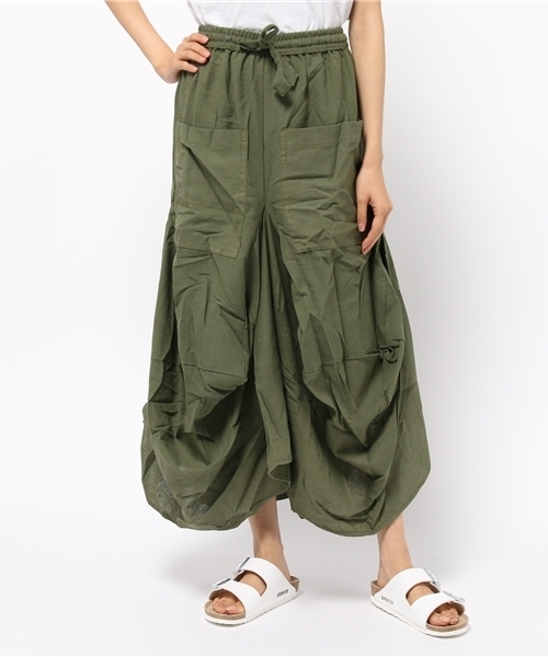 チャイハネ(チャイハネ)の「【チャイハネ】yul 無地シンプル変形スカート(スカート・レディース・ブラック/カーキ/ブルー/ナチュラル・FREE)」の18枚目の写真